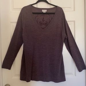 Soft Surroundings Embroidered Plus Size 2X Long Sleeve Sweater